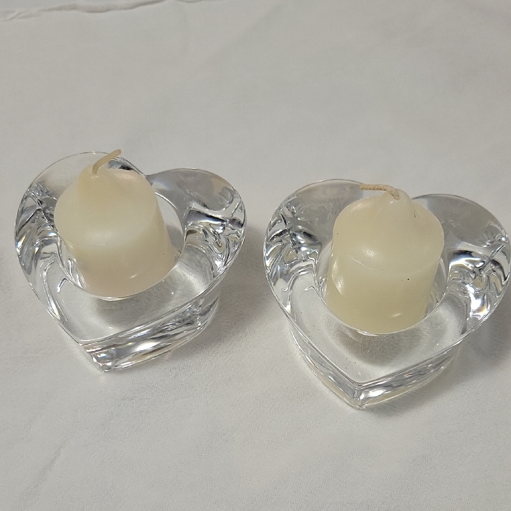 Heart-Shaped Glass Candle Holders Includes Candles